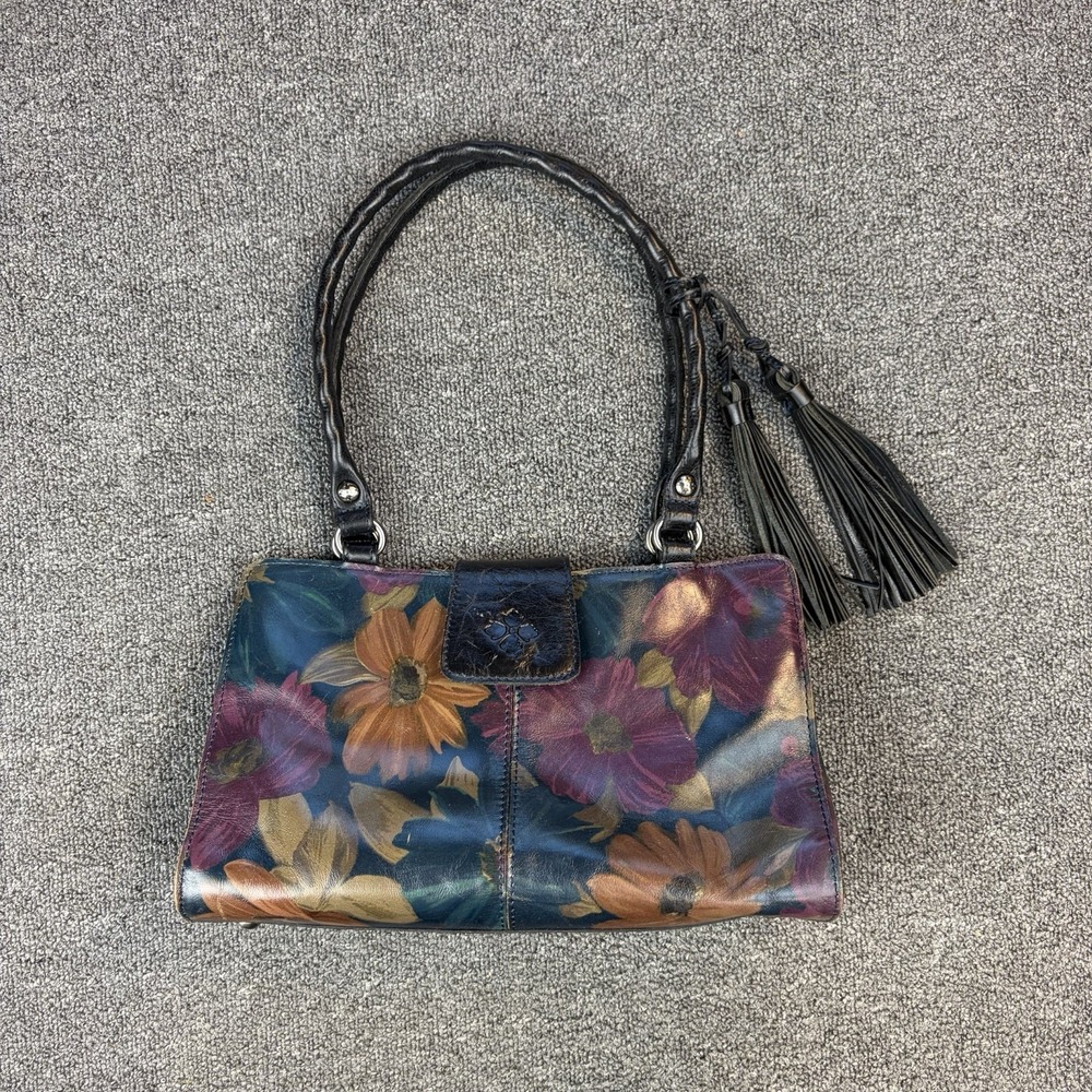 Patricia Nash Peruvian Painting Floral Leather Shoulder Bag Purse Tassel‎ Tote